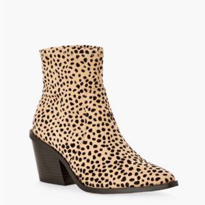 ALMOST NEW - JUSTFAB Leda Block Heel Bootie - Size 7.5 - Cheetah